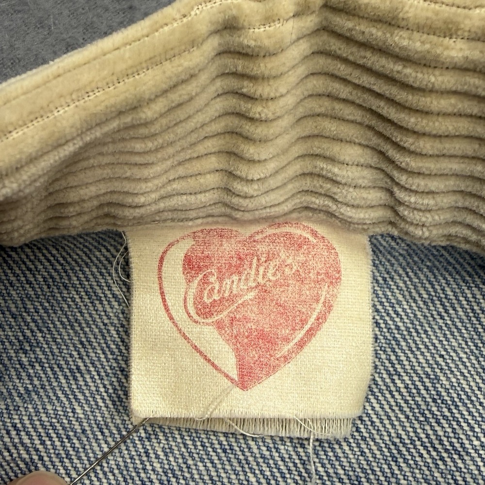 Vtg 80s Denim Chore Coat Sz L Stuffed Shirt Denim Corduroy Collar‎ Barn Jacket - Picture 7 of 13